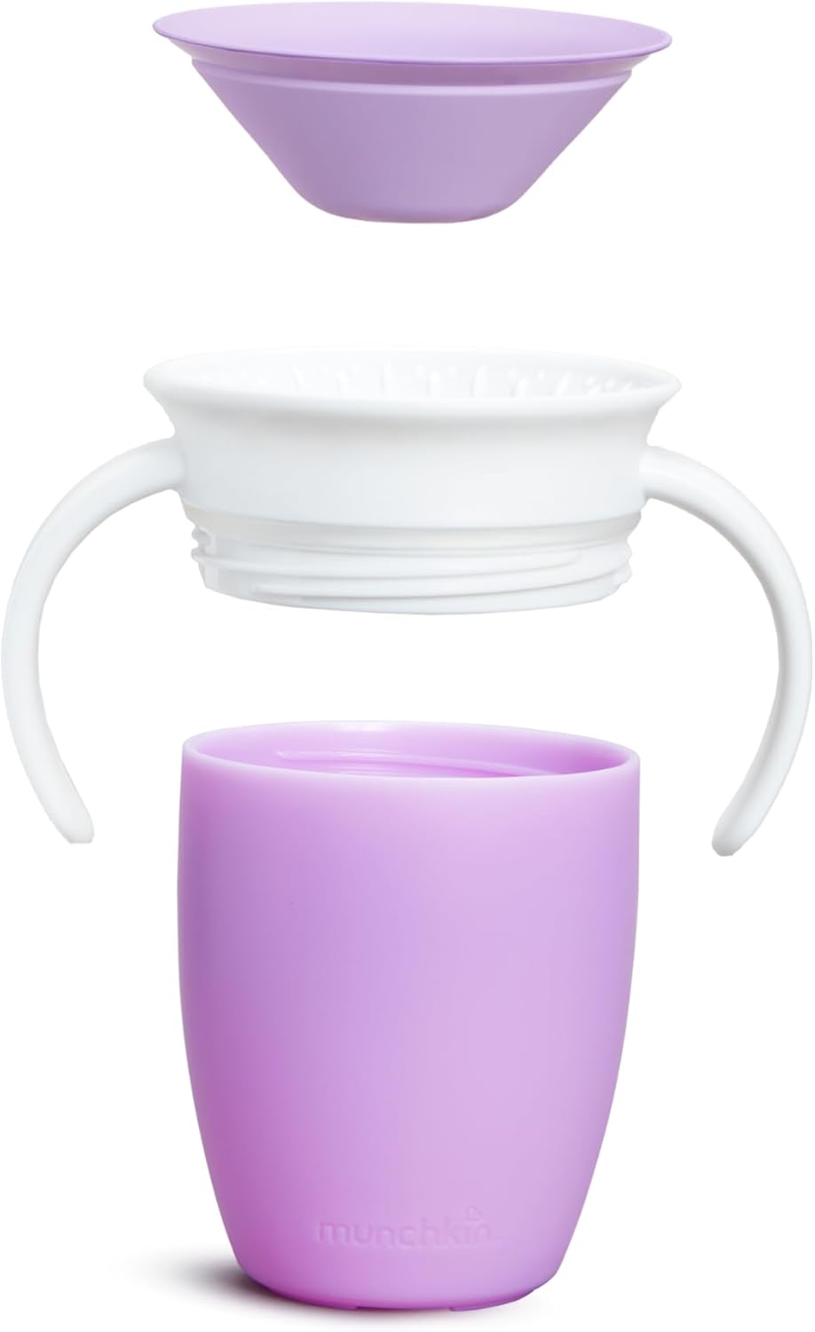 Munchkin Miracle 360 Sippy Cup| Trainer Toddler Cup| BPA Free Baby Cup with Handles| Non Spill Cup| Dishwasher Safe Baby Cup| Leakproof Childrens Cup| Baby Weaning Cup from 6months | 7oz/207ml| Purple-2