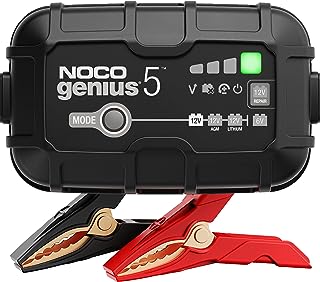 NOCO GENIUS5UK, 5A Car Battery Charger, 6V and 12V Portable Smart Charger, Battery Maintainer, Trickle Charger and Desulfator for AGM, Leisure, Lithium, Motorbike, Motorcycle and Caravan Batteries