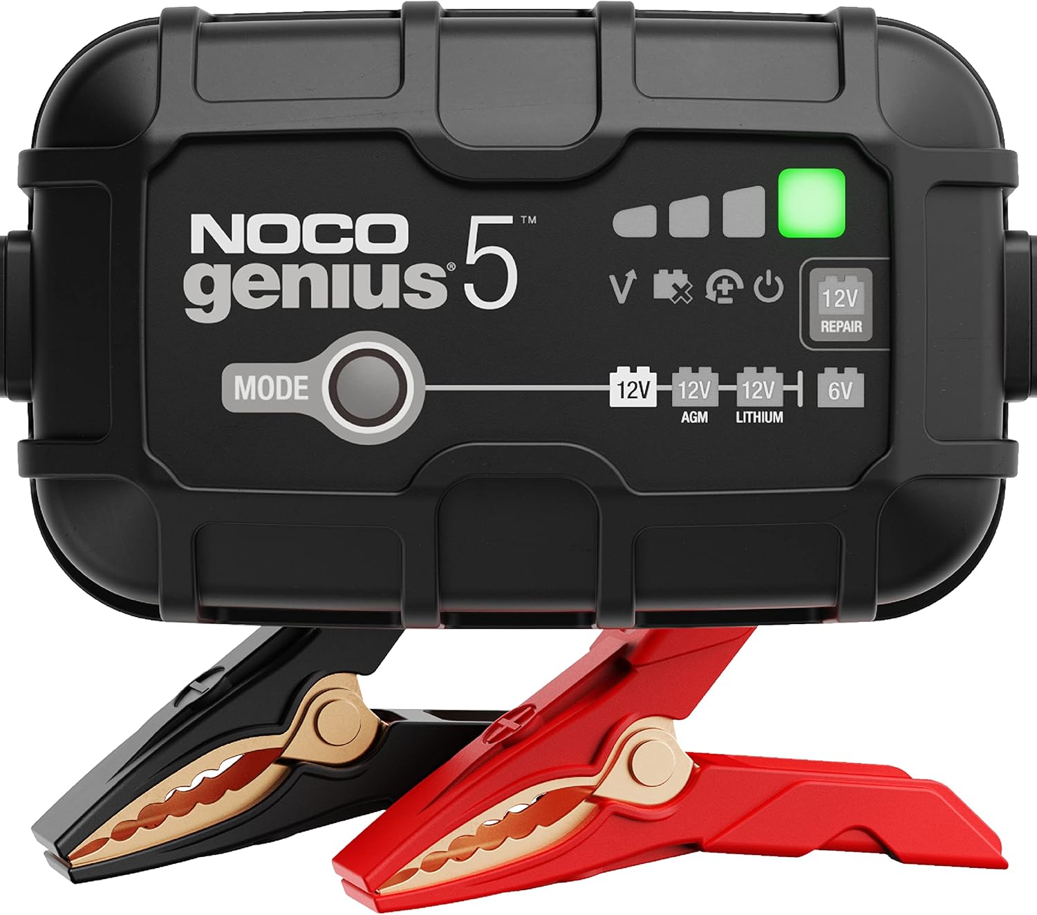 NOCO GENIUS5UK, 5A Car Battery Charger, 6V and 12V Portable Smart Charger, Battery Maintainer, Trickle Charger and Desulfator for AGM, Leisure, Lithium, Motorbike, Motorcycle and Caravan Batteries-0