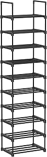 SONGMICS Shoe Rack, 10-Tier Metal Shoe Storage Organiser, Customisable Design, Metal Frame, Space-Saving Rack, for Dressing Room, Hallway, 30 x 45 x 174 cm, Black LSA25BK