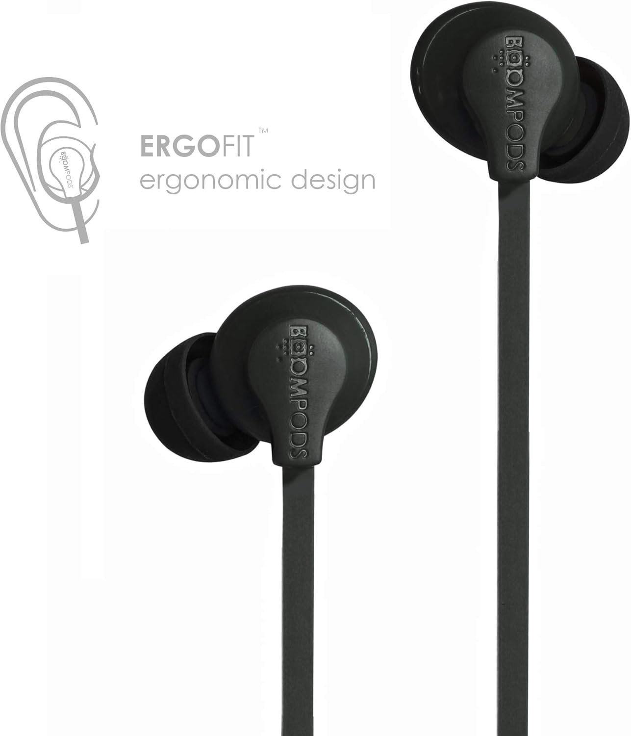 Boompods Sportline Wireless Earbuds - Bluetooth Earphones, In Ear Wireless Headphones with Microphone, Ear Buds with IPX4 Waterproof Rating, 5 Hours Playtime, Black-2