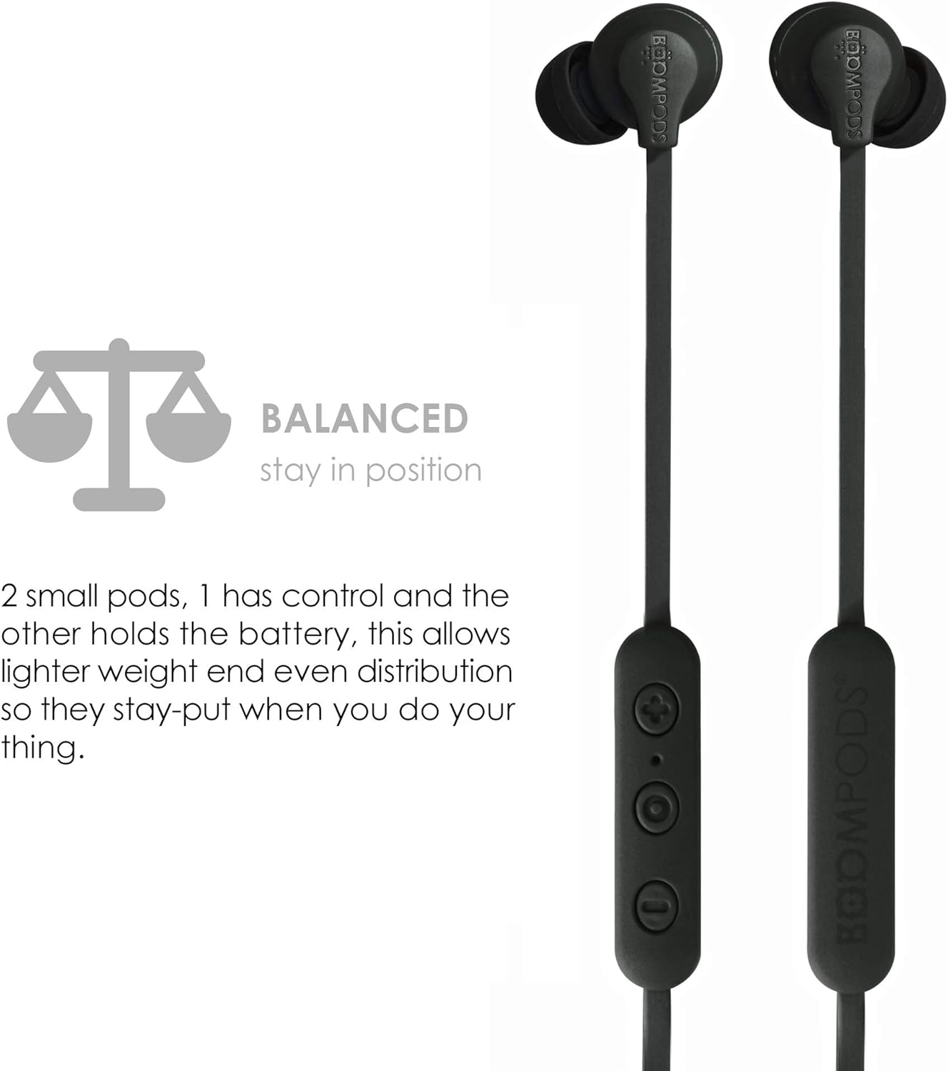 Boompods Sportline Wireless Earbuds - Bluetooth Earphones, In Ear Wireless Headphones with Microphone, Ear Buds with IPX4 Waterproof Rating, 5 Hours Playtime, Black-7