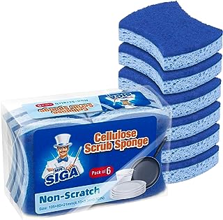 MR.SIGA Non-Scratch Cellulose Scrub Sponge, Dual-Sided Dishwashing Sponge for Kitchen, 12 Pack