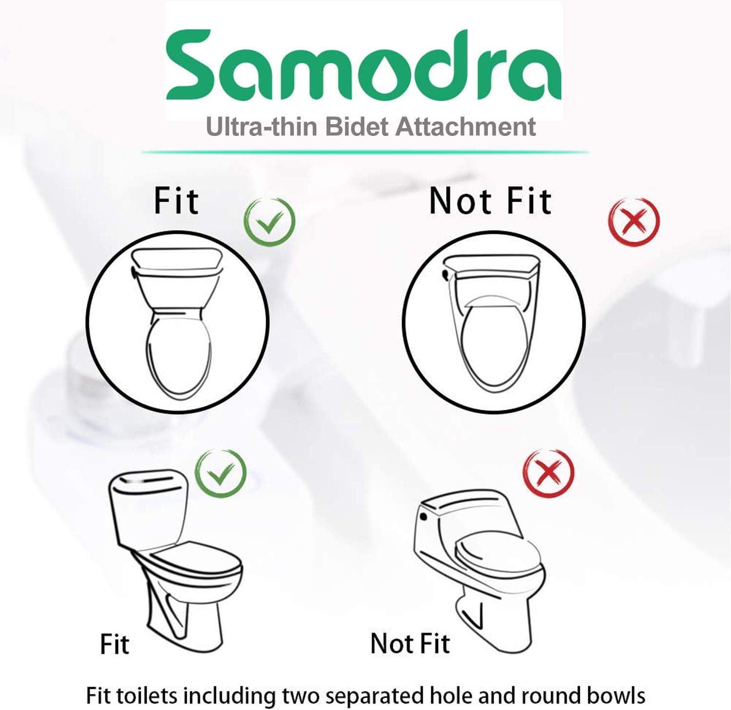 Bidet Attachment for Toilet UK- SAMODRA Non-Electric Cold Water Bidet Toilet Seat Attachment with Pressure Controls,Retractable Self-Cleaning Dual Nozzles for Frontal & Rear Wash - White-6