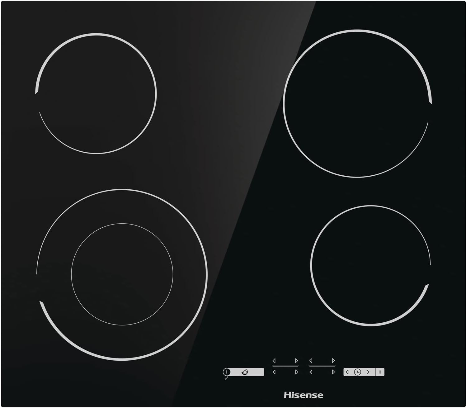 Hisense E6432C Built-in 60cm Electric Ceramic Hob with Child Lock, Touch control, Timer Function - Black 7200W, 20 x 24 x 2 inches (L x W x H)-0