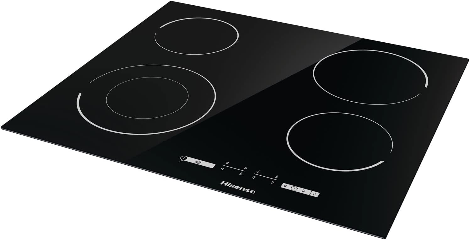 Hisense E6432C Built-in 60cm Electric Ceramic Hob with Child Lock, Touch control, Timer Function - Black 7200W, 20 x 24 x 2 inches (L x W x H)-1