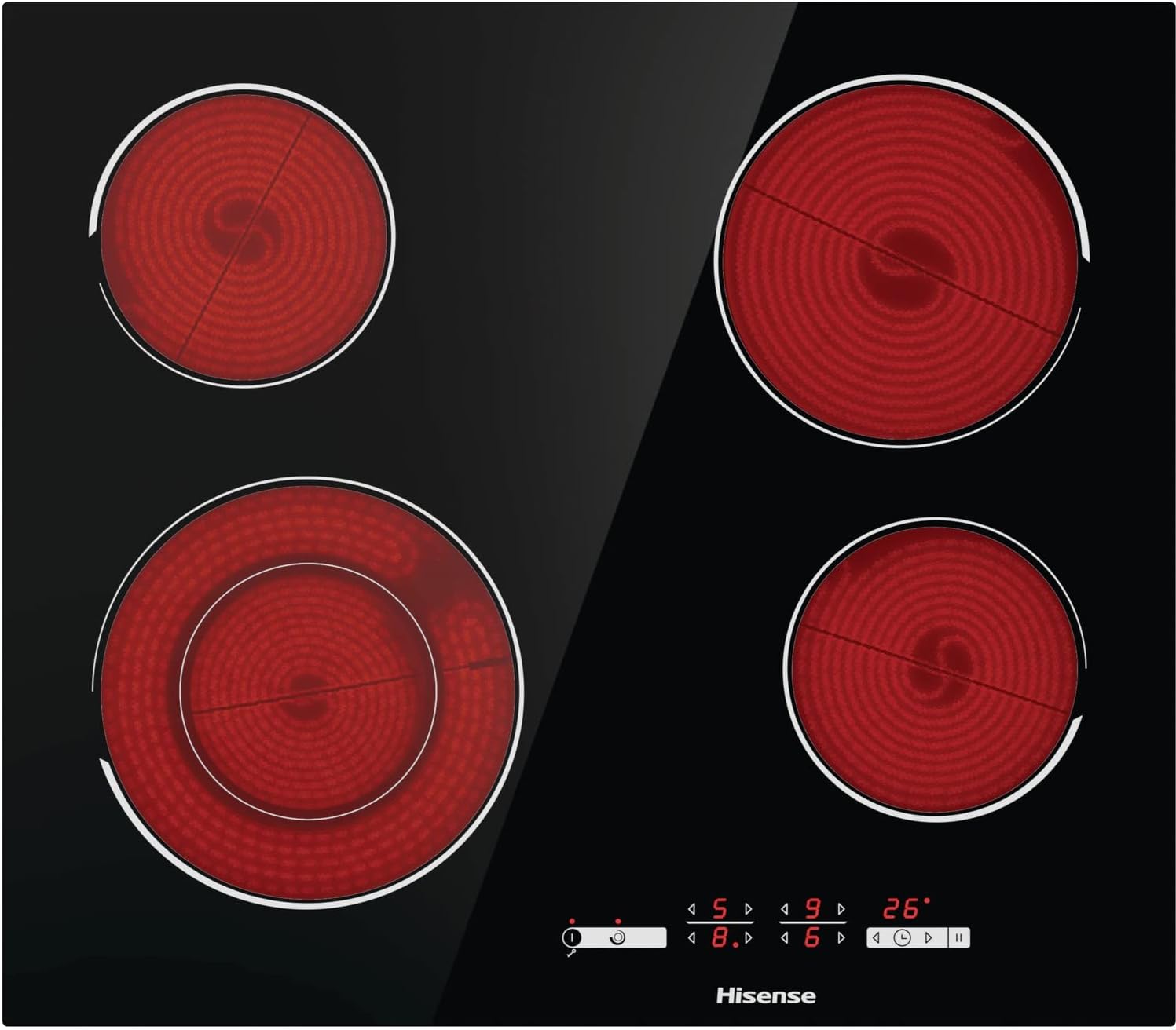 Hisense E6432C Built-in 60cm Electric Ceramic Hob with Child Lock, Touch control, Timer Function - Black 7200W, 20 x 24 x 2 inches (L x W x H)-2