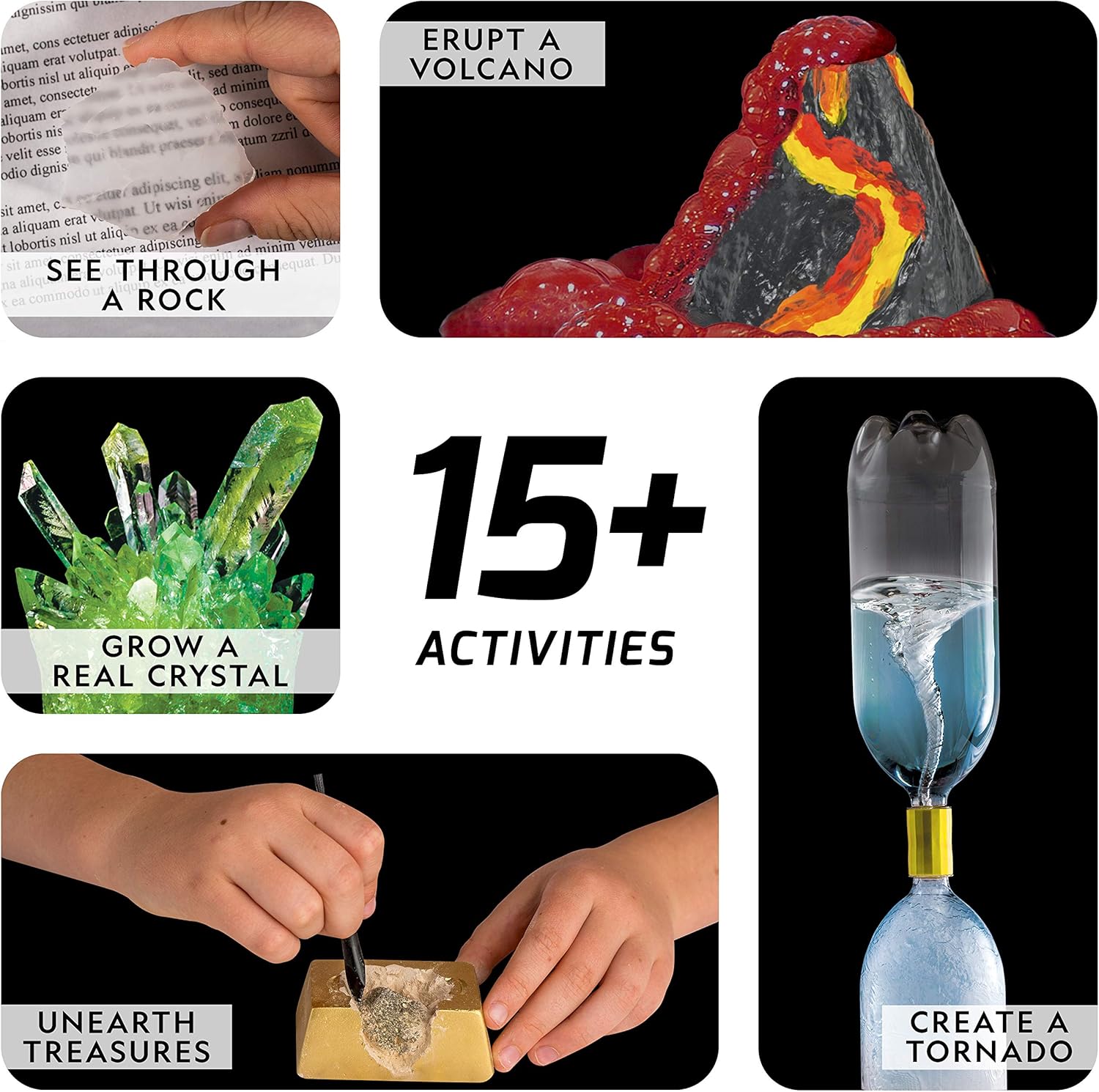 NATIONAL GEOGRAPHIC Earth Science Kit - Over 15 Science Experiments for Kids, Crystal Growing Kit, Volcano Science Kit, Dig Kits & Gemstones, STEM Project Toy for Boys and Girls-1