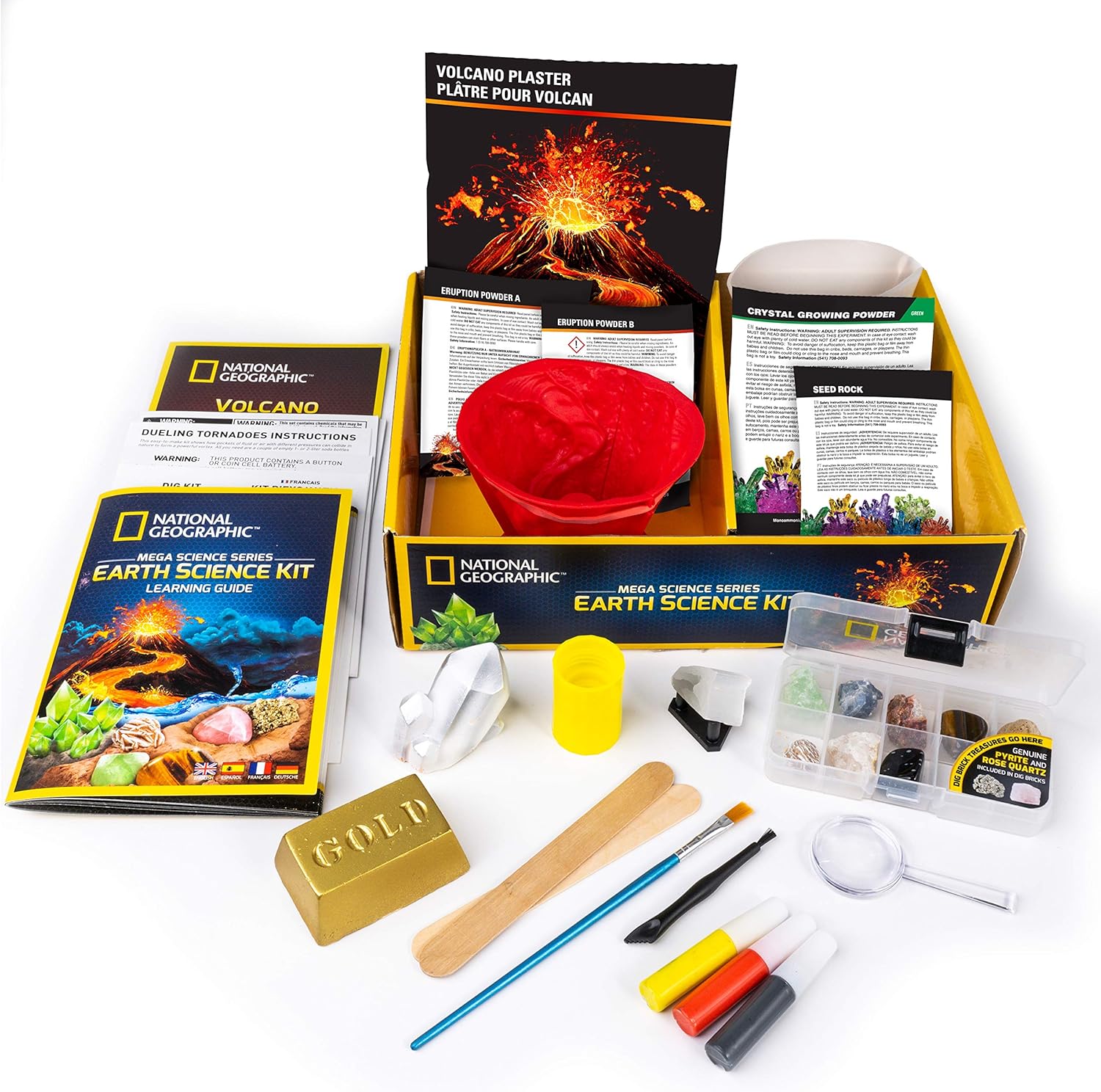 NATIONAL GEOGRAPHIC Earth Science Kit - Over 15 Science Experiments for Kids, Crystal Growing Kit, Volcano Science Kit, Dig Kits & Gemstones, STEM Project Toy for Boys and Girls-5