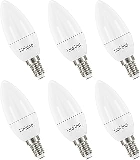 Linkind E14 LED Dimmable Candle Light Bulbs, 4.2W SES Candle Bulb B35, 470lm, 40W Equivalent, 2700K Soft White, Energy Saving, CE/RoHS/ErP Certified, 6 Pack