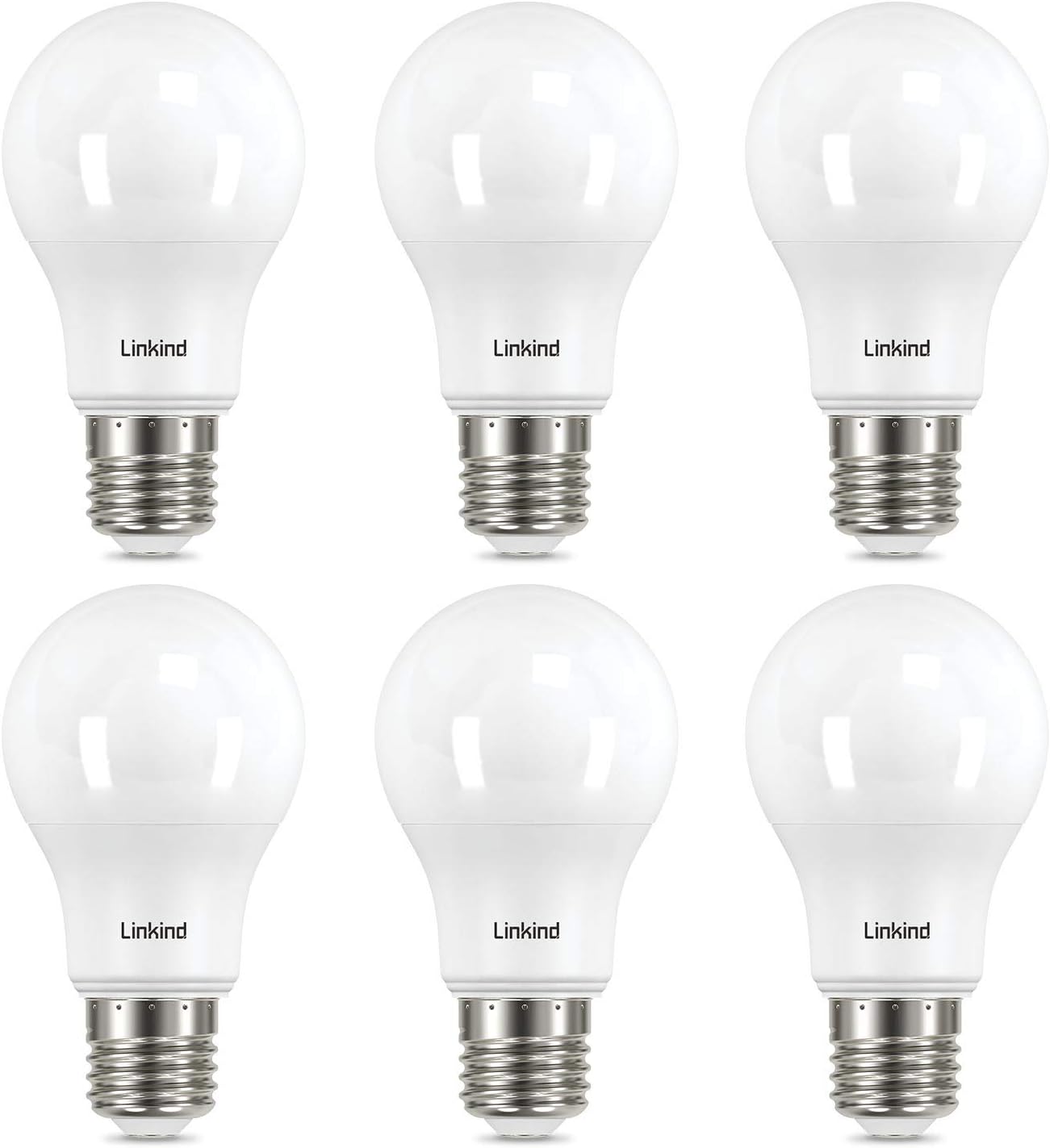 Linkind LED E27 Screw Bulb, 8.2W (60W Equivalent), Warm White 2700K A60 Edison Screw Bulb, Energy Saving Light Bulbs,806 Lumens, Frosted, ERP, CE Certified,Non-Dimmable, Pack of 6-0