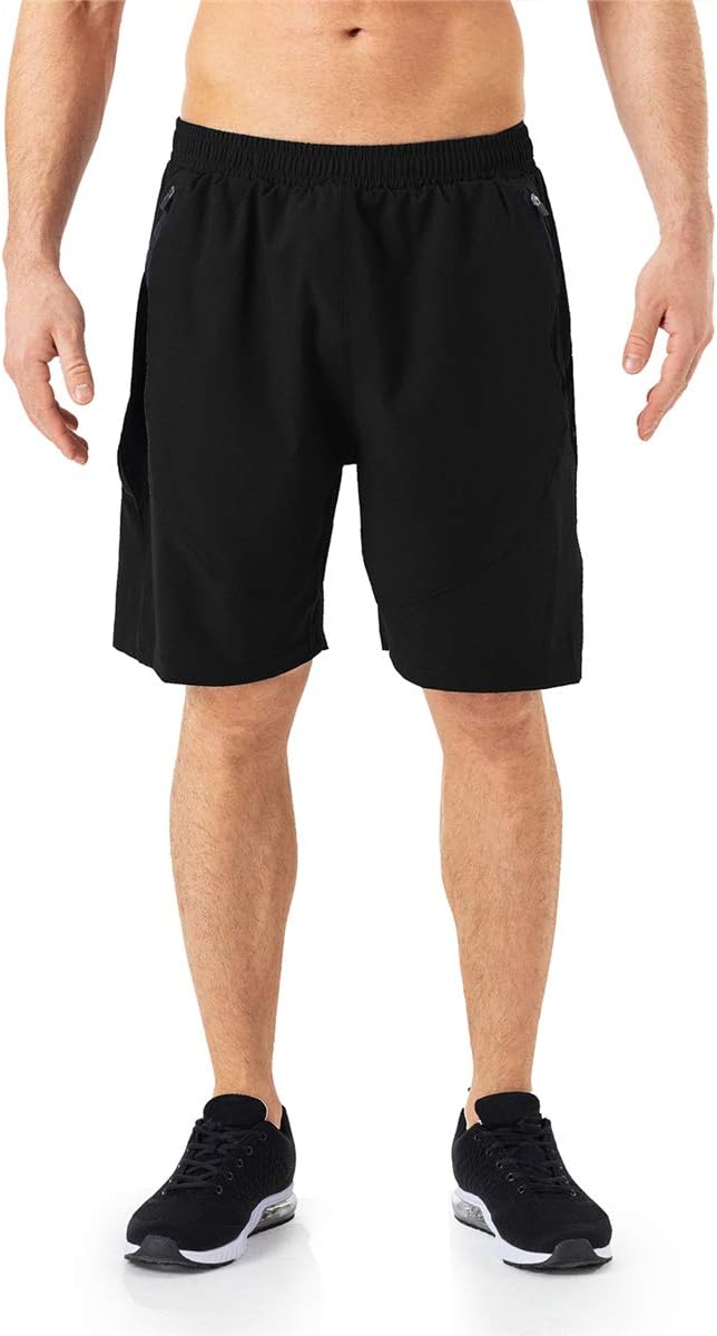 Kyopp Men's Shorts Casual Sports Shorts Workout Gym Running with Zip Pockets Quick Dry Rugby Shorts…-4