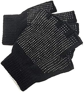 AKORD 2 x Pairs Adults Black Fingerless Gripper Gloves - One Size, Men or Women