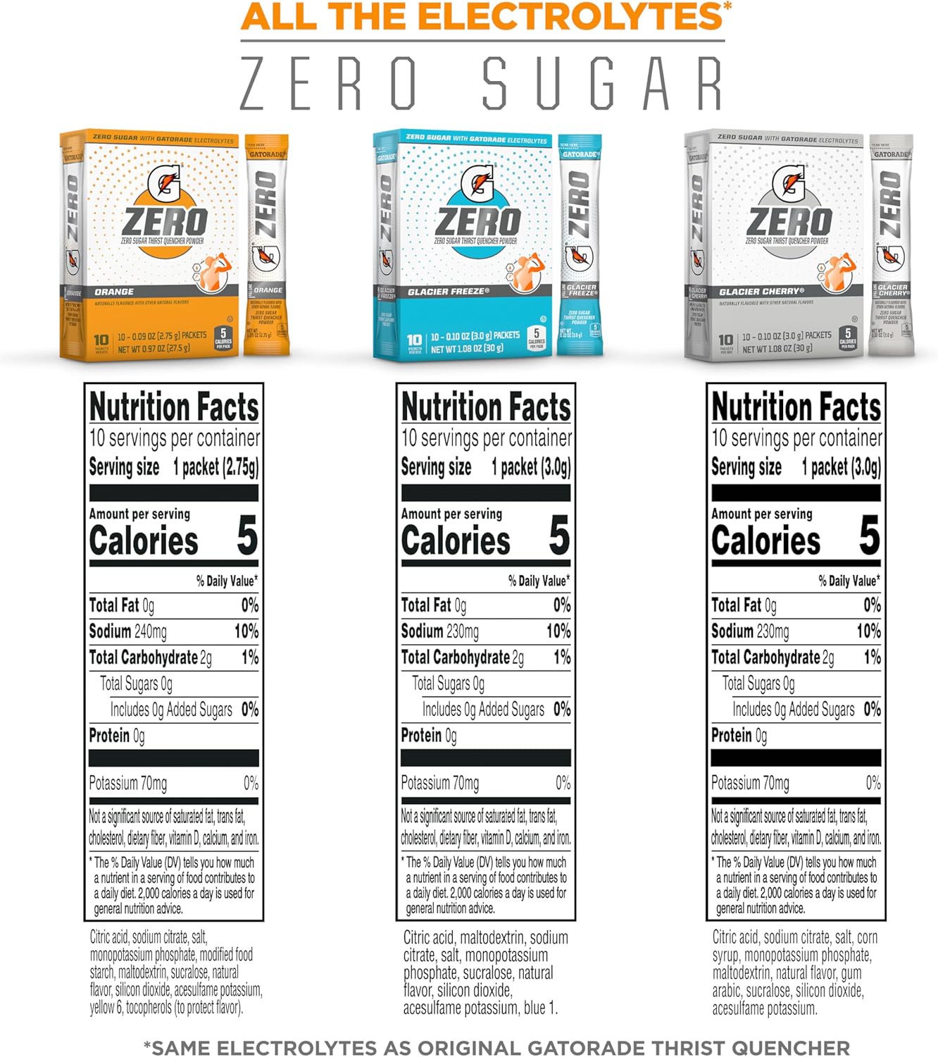 Gatorade Zero Powder, 3 Flavor Variety Pack, 50 Count-1