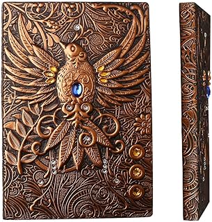 200 Pages A5 Vintage Leather Notebook, 3D Embossed Phoenix Notebook Travel Journal Notepad Copper Phoenix Notebook Diary Travel Journal for School Office Christmas Birthday Gifts