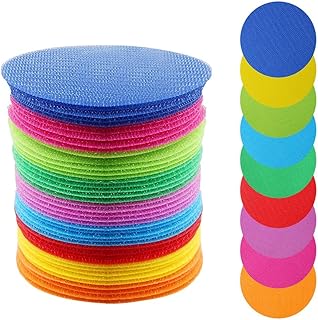 nuoshen 45pcs Colorful Spot Markers, Non Slip Nylon Carpet Spots Circle Floor Sitting Mark Dots for Gym Classroom Floor Kids Teacher Gift(9 colors,4 inch)