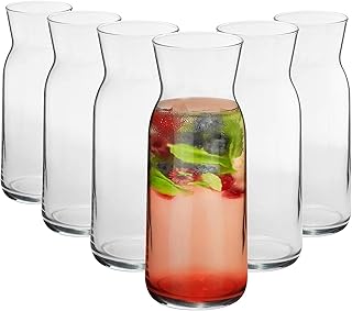 Argon Tableware 6x 700ml Glass Water Jug - 'Brocca' Range - Juice Carafe Decanter for Water, Wine, Iced Tea