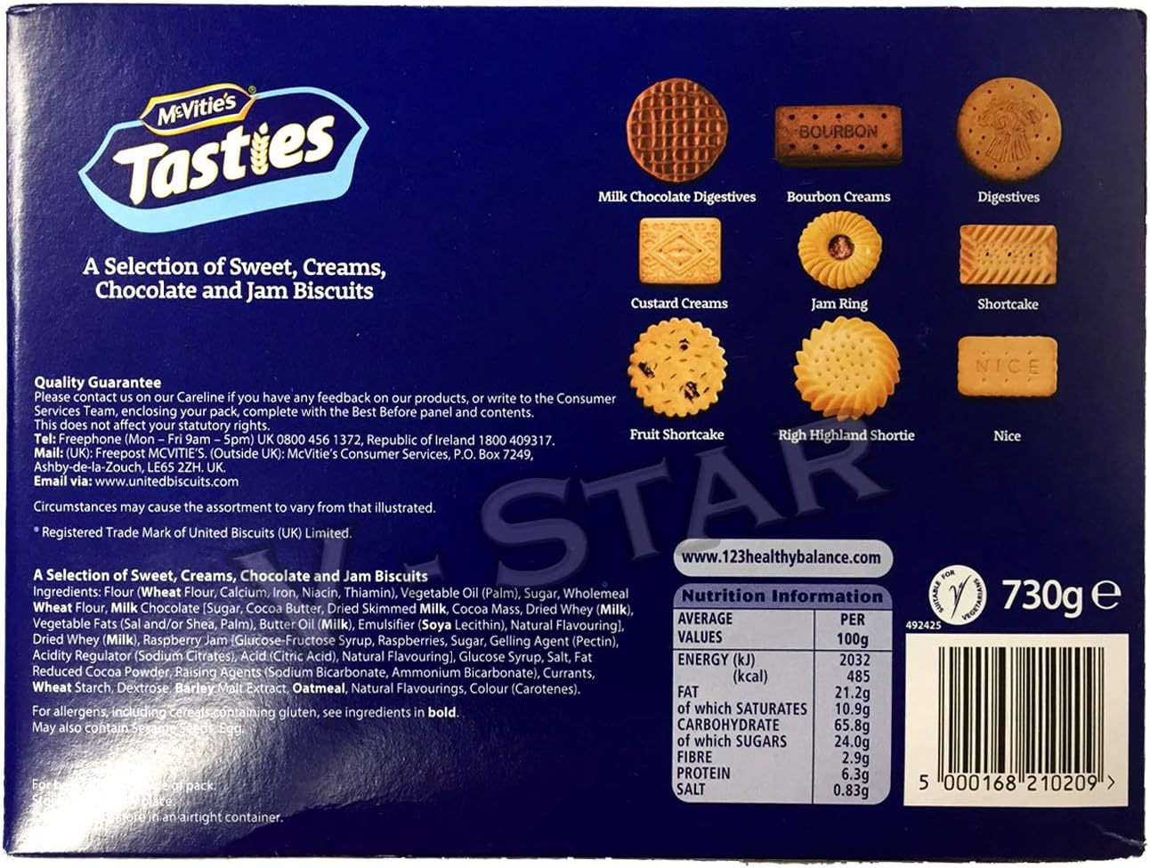 MCVITIE'S TASTIES Selection 730g - 9 Varieties 70 Biscuits Box-2