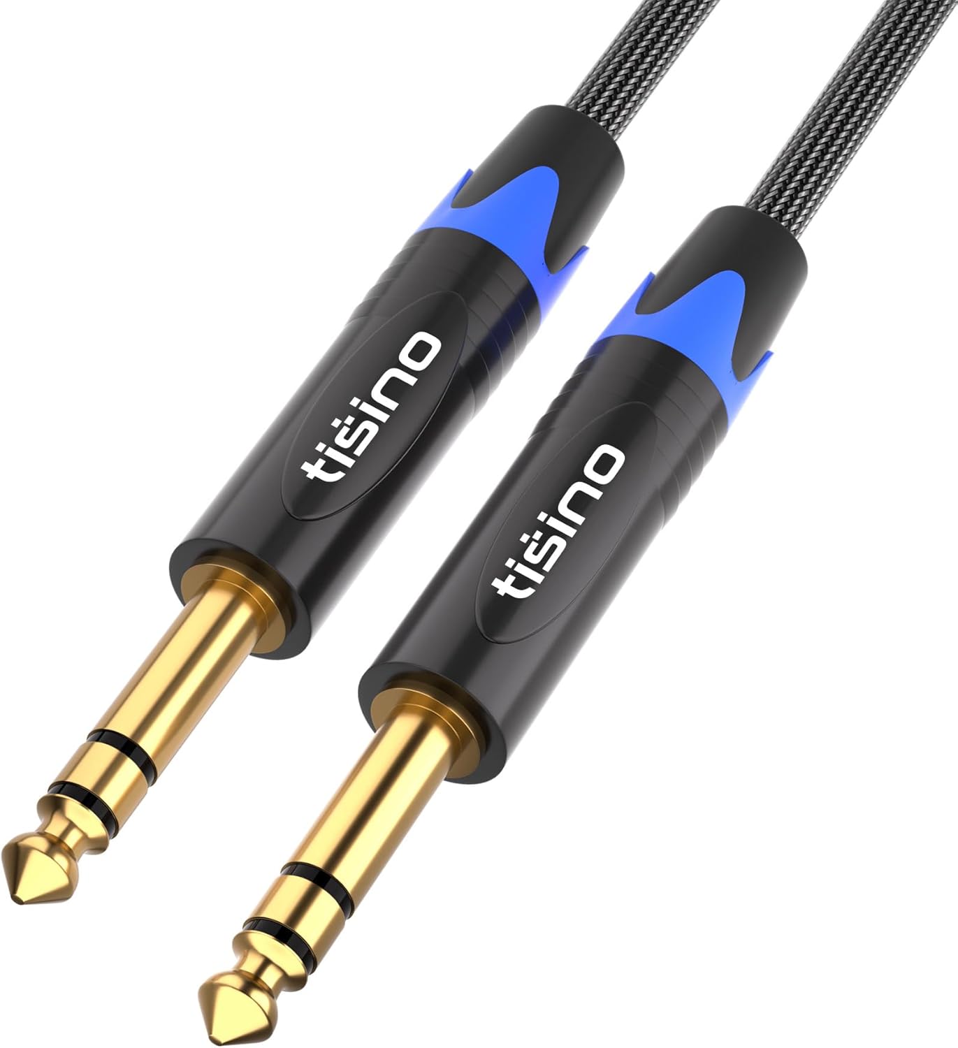 Tisino 6.35mm Jack TRS Cable, Nylon Braid Heavy Duty 6.35 mm 1/4" Stereo Jack Male to Male Balanced Audio Lead Cord - 1m-0