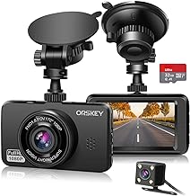 ORSKEY Dash Cam for Cars Front and Rear and SD Card Included 1080P Full HD In Car Camera Dual Lens Dashcam for Cars 170 Wide Angle Sony Sensor with Loop Recording and G-sensor