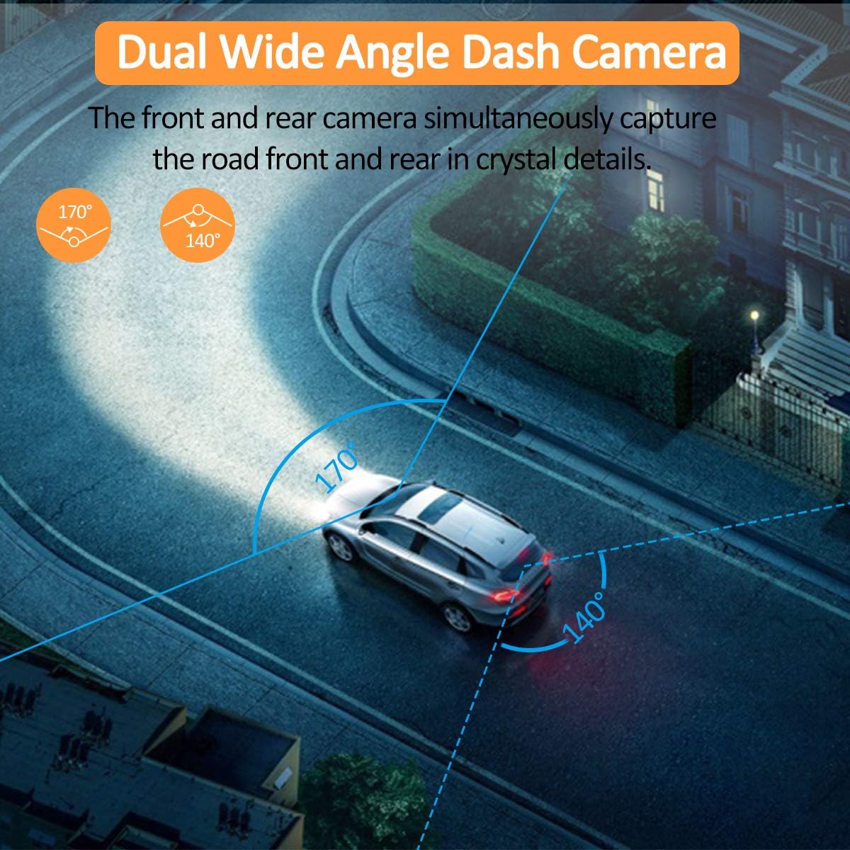 ORSKEY Dash Cam for Cars Front and Rear and SD Card Included 1080P Full HD In Car Camera Dual Lens Dashcam for Cars 170 Wide Angle Sony Sensor with Loop Recording and G-sensor-3