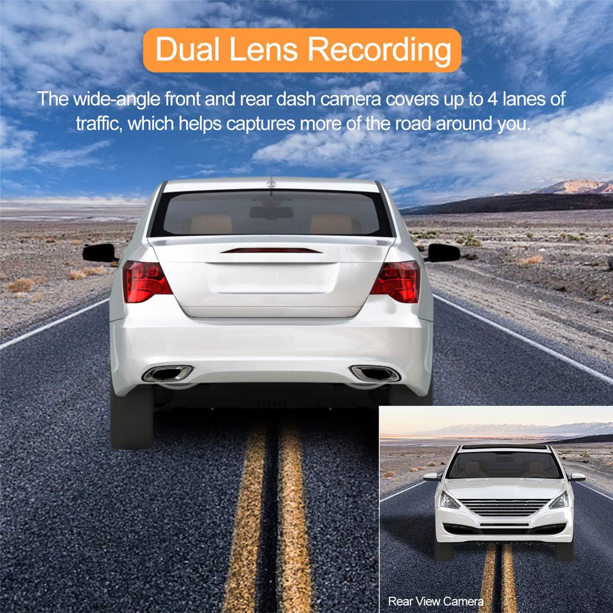 ORSKEY Dash Cam for Cars Front and Rear and SD Card Included 1080P Full HD In Car Camera Dual Lens Dashcam for Cars 170 Wide Angle Sony Sensor with Loop Recording and G-sensor-6