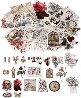 nuoshen 60 Pcs Vintage Ephemera Pack, Self-Adhesive Floral Style Paper Stickers for Card Stock Scrapbook Letters Notebook Card Making DIY (Vintage Stickers)