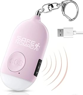 Safesound Personal Alarm for Women with LED Flashlight. Rechargeable, Waterproof, Pink, Small Police Approved Panic & Rape Alarm with Keyring for Students, Elderly, Girls & Kids