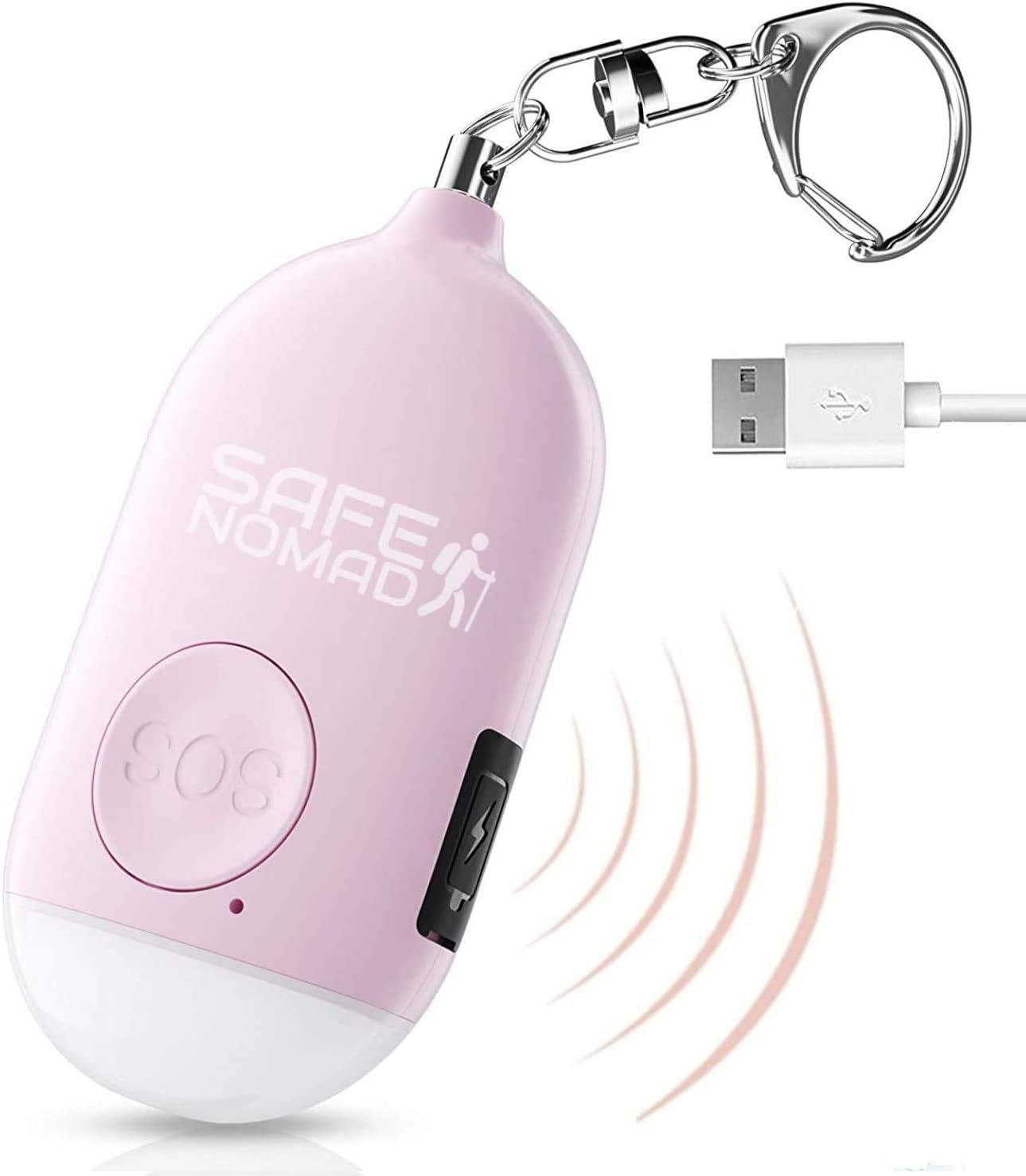 Safesound Personal Alarm for Women with LED Flashlight. Rechargeable, Waterproof, Pink, Small Police Approved Panic & Rape Alarm with Keyring for Students, Elderly, Girls & Kids-0