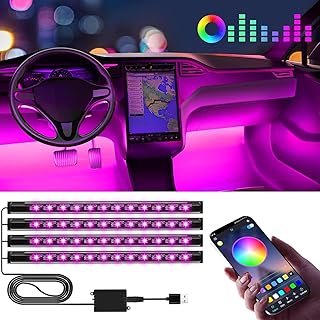 Winzwon Car LED Interior Lights, Car Accessories for Men Women, Christmas Stocking Fillers for Men, Car Strip Light with APP Control, Car Stuff Lighting Kits Decoration Atmosphere Lights