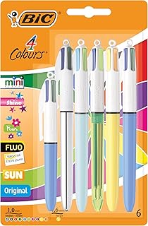 Bic 4 Colours Assorted Ballpoint Pens Medium Nib Assorted Ink (Pack of 6)