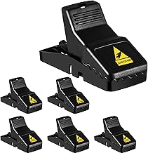 FEBCAT 6 pack mousetrap snap trap rat mouse catcher control against voles mice rat indoor and outdoor (black-E5)