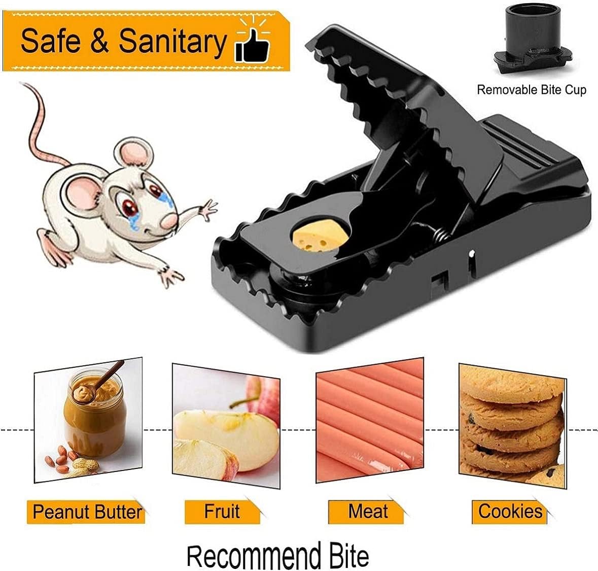 FEBCAT 6 pack mousetrap snap trap rat mouse catcher control against voles mice rat indoor and outdoor (black-E5)-5