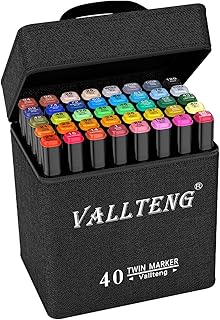 Vallteng 40 Colours Graphic Marker Pen,Artist Necessary Permanent Art Markers Twin Marker Pen Animation Design for Drawing Coloring Highlighting and Underlining, black