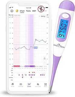 Digital Basal Thermometer Ovulation with Backlight LCD Display, Premom APP(NOT Bluetooth), 1/100th Degree High Precision, Memory Recall, Ovulation Tracking, Charting & Natural Family Planning, Purple