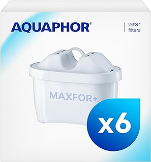 AQUAPHOR Maxfor+ Replacement Filter Cartridge Pack of 6 - Compatible with All Aquaphor Maxfor+ Filter jugs and Brita Maxtra+ Reduces limescale, Chlorine and Other impurities.