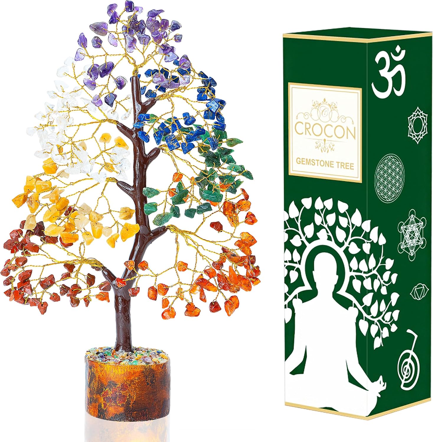 7 Chakra Tree of Life - Crystal Tree for Positive Energy, Attract Good Luck, Feng Shui Money Bonsai - Gemstone Tree, Natural Seven Chakra Healing Stones, Home Decoration - Spiritual Gift-0