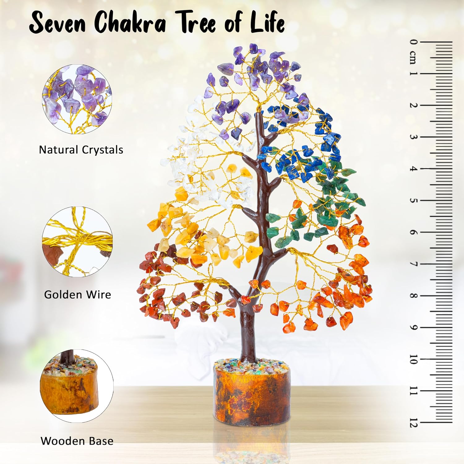 7 Chakra Tree of Life - Crystal Tree for Positive Energy, Attract Good Luck, Feng Shui Money Bonsai - Gemstone Tree, Natural Seven Chakra Healing Stones, Home Decoration - Spiritual Gift-4