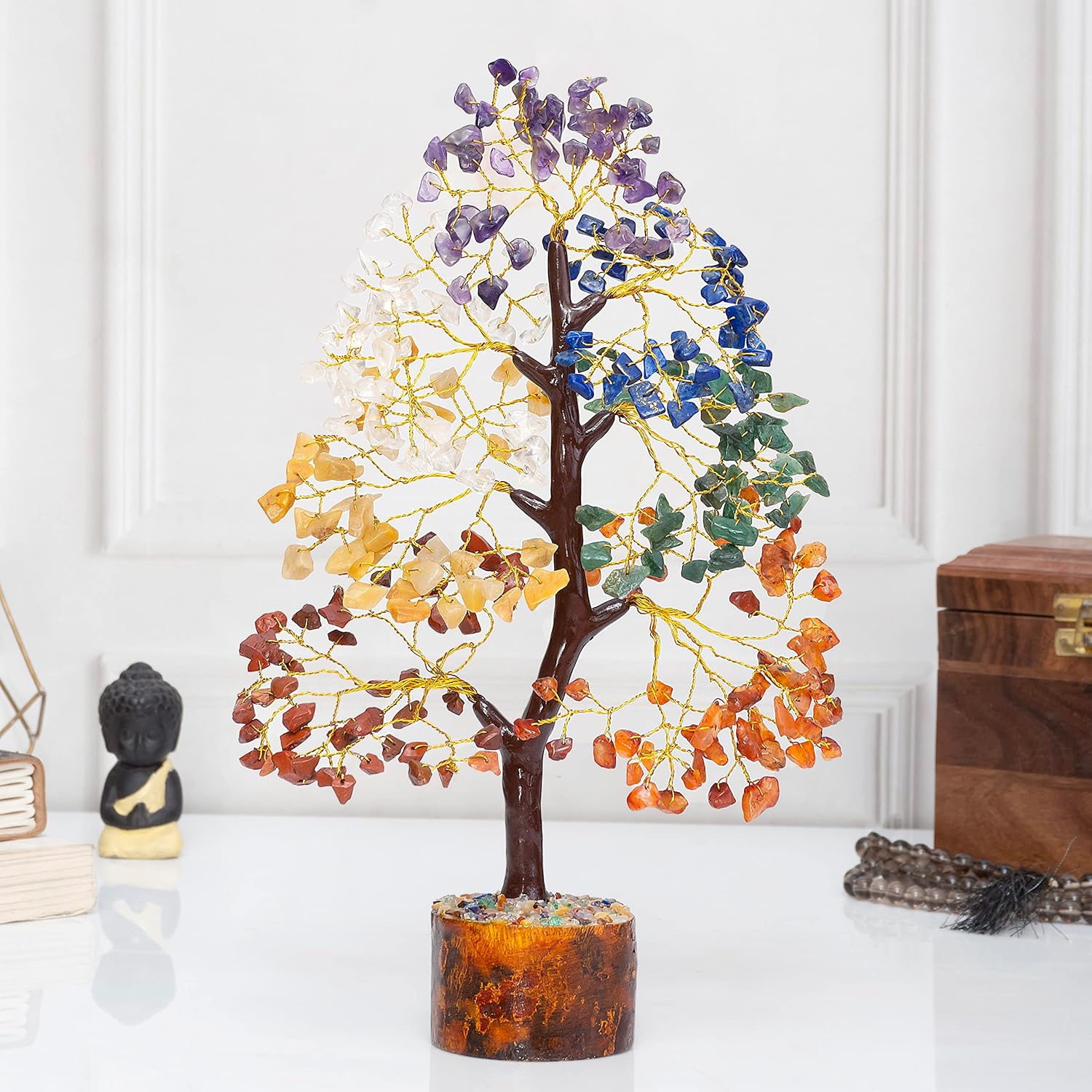 7 Chakra Tree of Life - Crystal Tree for Positive Energy, Attract Good Luck, Feng Shui Money Bonsai - Gemstone Tree, Natural Seven Chakra Healing Stones, Home Decoration - Spiritual Gift-5