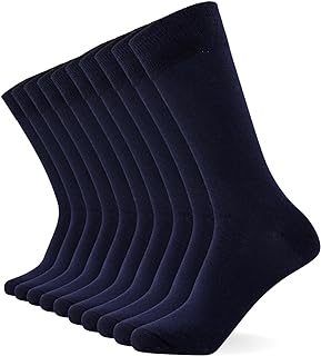 FM London (10-Pack Plain Mens Socks - Comfortable Charcoal, Navy & Black Socks for Men - Cotton Socks Men Suitable for Work & Casual Wear - Breathable, Stain Resistant, Durable Men's Smart Dress Sock