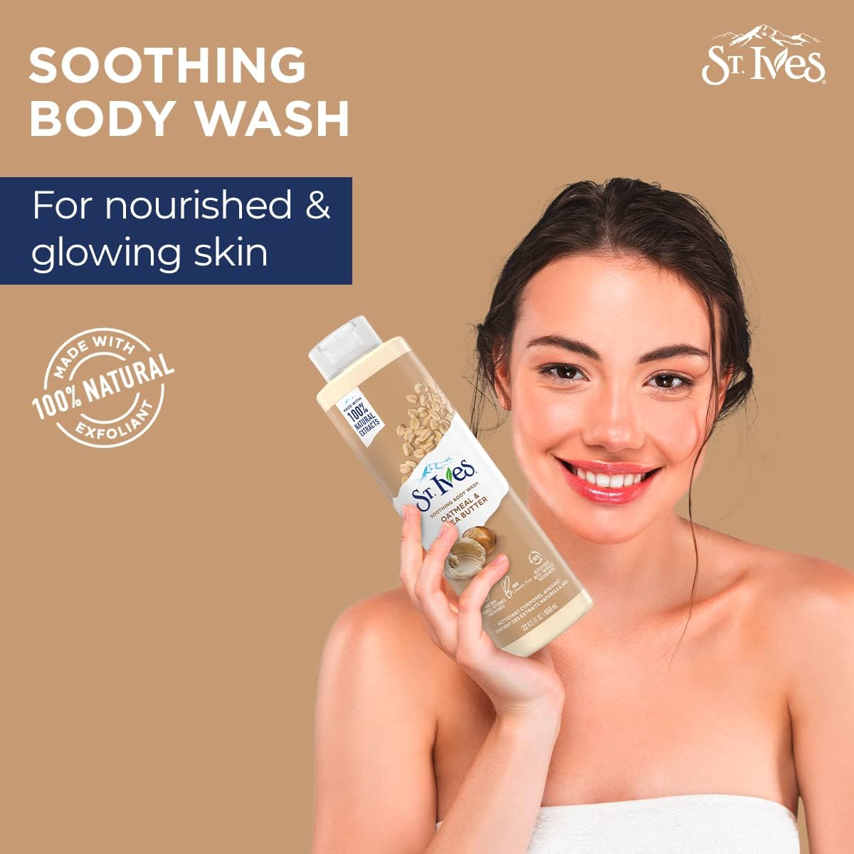 St. Ives Soothing Body Wash (650ml) Moisturising Cleanser Oatmeal & Shea Butter Made with Plant-Based Cleansers & 100% Natural Extracts 16 oz Shower Gel-7