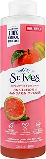 St. Ives Radiant Skin Exfoliating Shower Gel (650ml) Pink Lemon and Mandarin Orange Made with Plant-Based Cleansers & 100% Natural Extracts 16 oz Body Wash