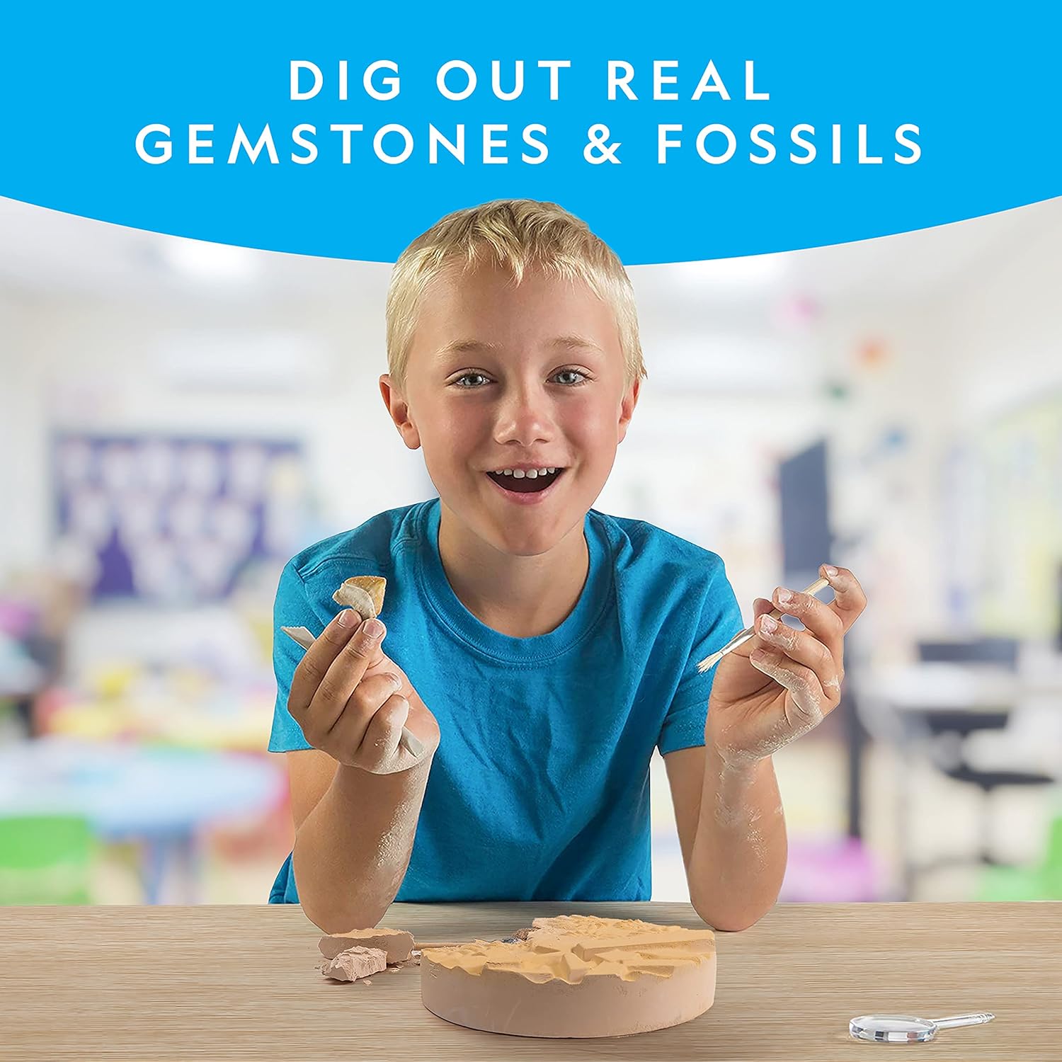 NATIONAL GEOGRAPHIC Mega Fossil and Gemstone Dig Kit - Excavate 20 Real Fossils and Gems, Science Kit for Kids, Rock Digging Excavation Kit, Geology Gifts for Boys and Girls (Amazon Exclusive)-1