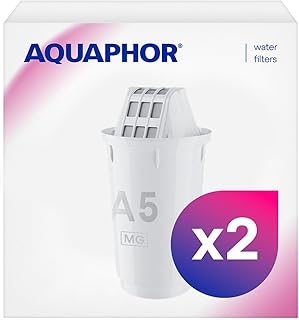 AQUAPHOR Filter Cartridge A5 2 Pack with Magnesium | Filters Limescale, Chlorine, Heavy Metals | 350L Clear Water | AQUALEN Technology for Better Tasting Food & Drink | Replacement for A5 Filter Jugs