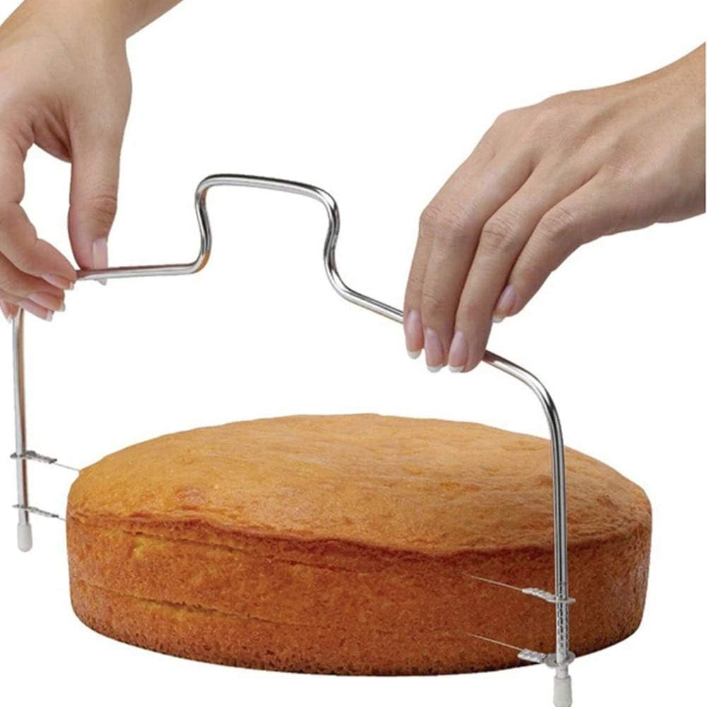 KOKSI Professional Stainless Steel Cake Cutter, Adjustable, Double Cutting Wire Leveller-0