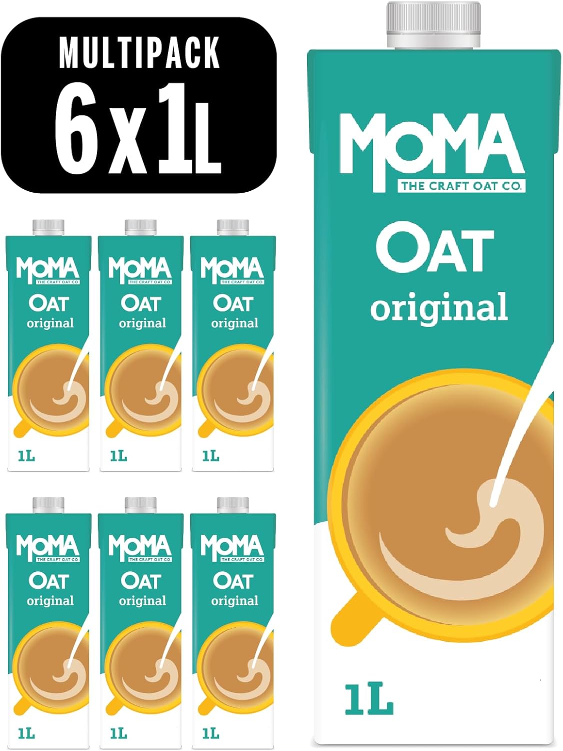 MOMA Original Oat Drink - 6 x 1L - 100% Plant Based Vegan - Made with the whole of the oat for added fibre & a delicious flavour - No Added Sugar-0