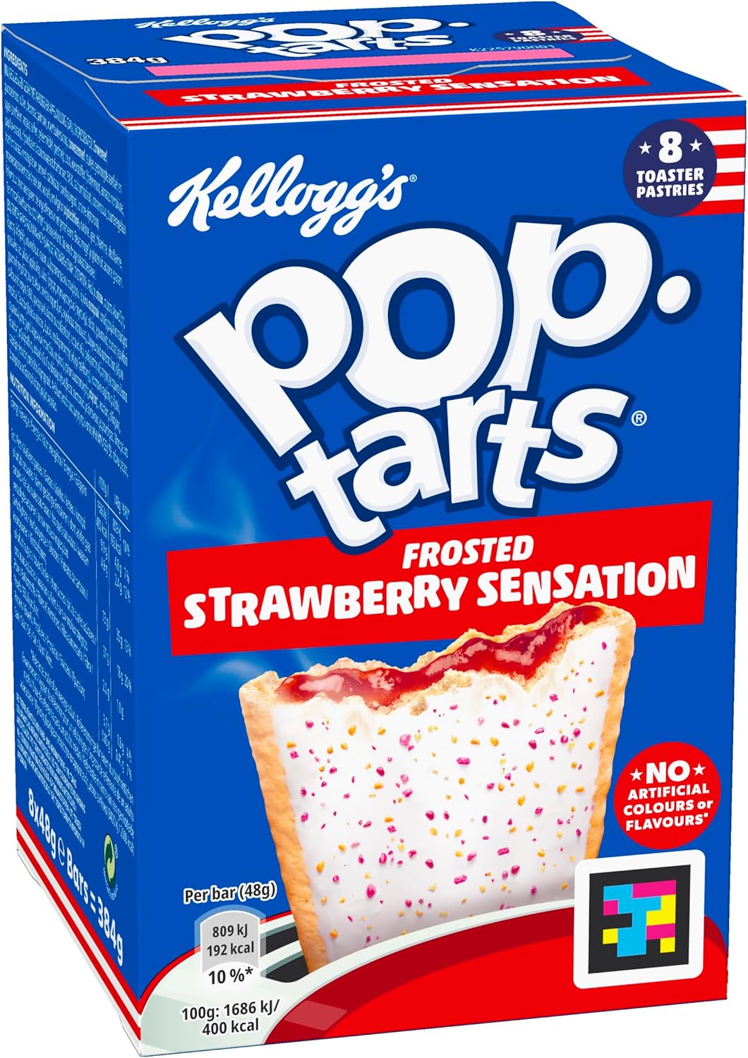 Kellogg's Pop-Tarts Frosted Strawberry Sensation Toaster Pastries Box, 8 x 48g-0