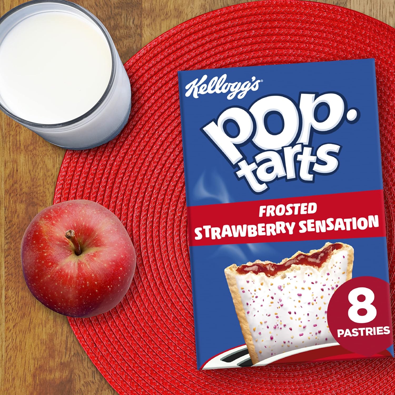 Kellogg's Pop-Tarts Frosted Strawberry Sensation Toaster Pastries Box, 8 x 48g-7