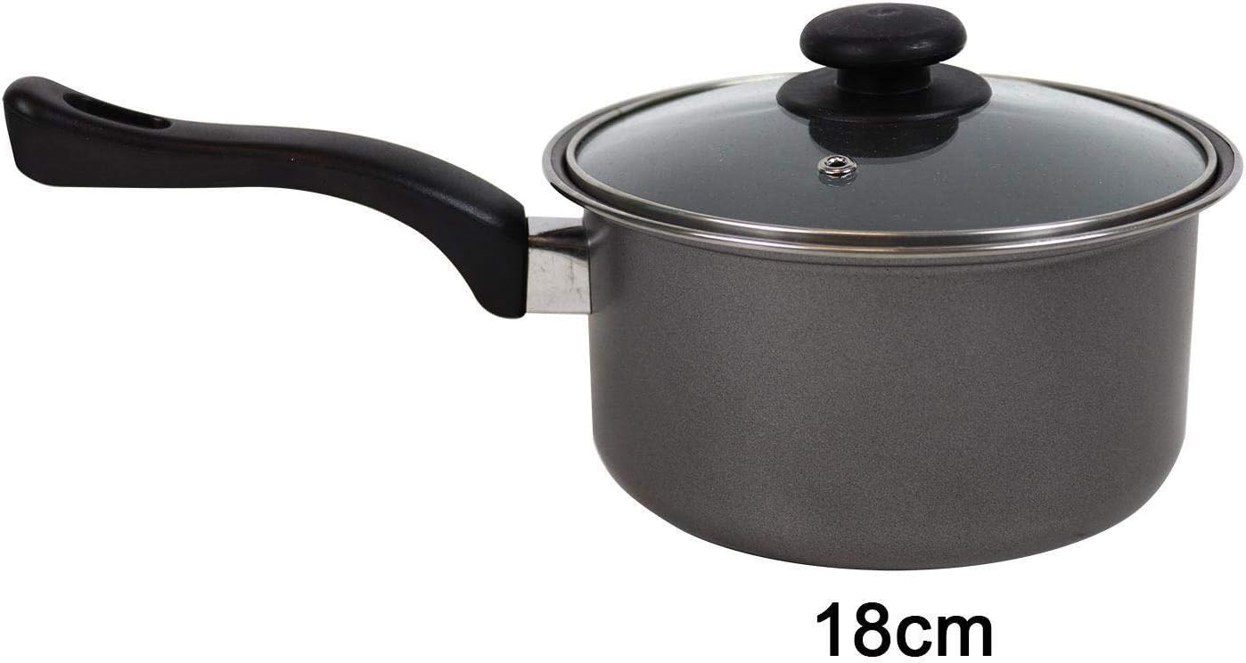 Non Stick Saucepan Set of 3 Premium Kitchen Cooking Graphite Saute Pans with Glass Lids Inner Coated 3 Sizes 16cm, 18cm & 20cm Everyday Cooking Essential-4