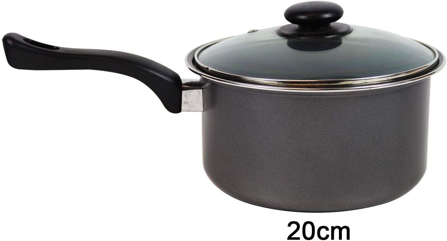 Non Stick Saucepan Set of 3 Premium Kitchen Cooking Graphite Saute Pans with Glass Lids Inner Coated 3 Sizes 16cm, 18cm & 20cm Everyday Cooking Essential-5